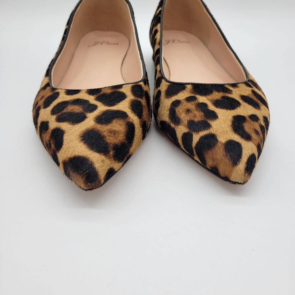 J.Crew Leopard Print Calf Hair Pointed Toe Flats Brown Black Tan Size 8 - 8.5 - Picture 4 of 8